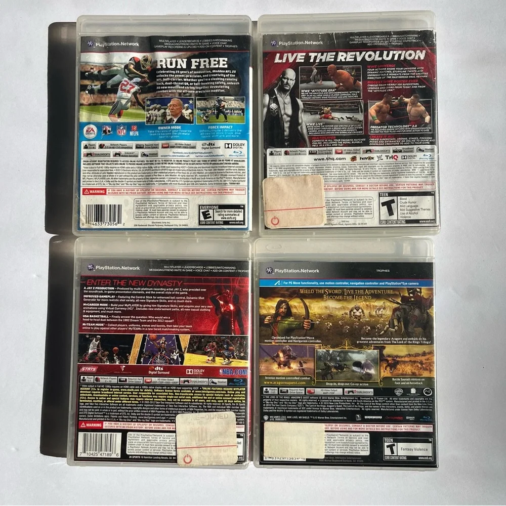 Sony PlayStation PS3 Set 4 Games Aragorn's Quest W13 NBA2K13 Madden 25 NFLPA